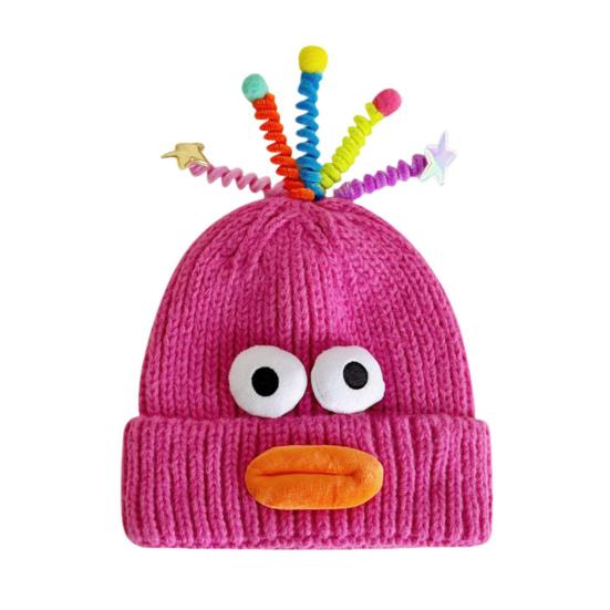 Мультяшная шерстяная шапка с выдвижными щупальцами, теплая вязаная шапочка для детей, головной убор с опорой для катания на лыжах