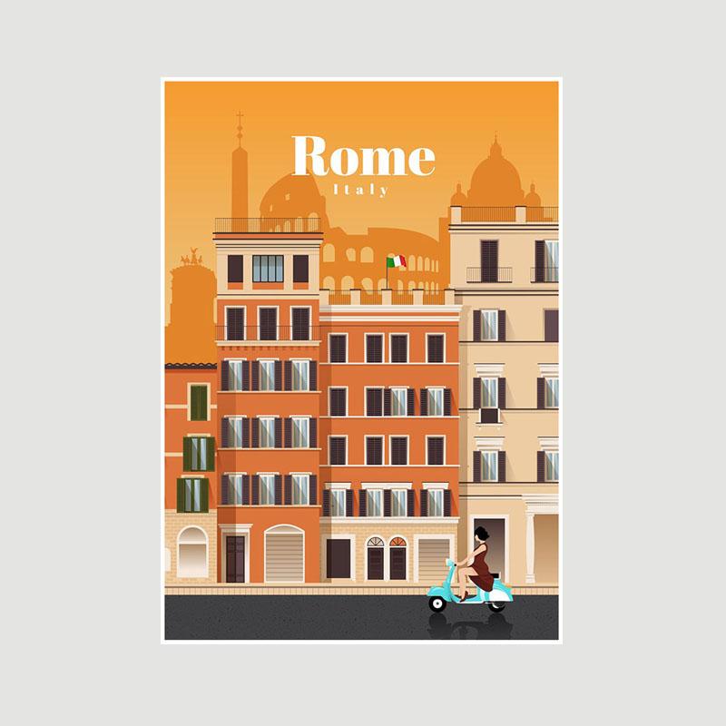 White Paper Cartoon City Landscape Poster Mural London Paris Travel Cities Prints Bedroom Decoration Painting Funny Abstract Wall Art Decor