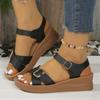 Fashion Buckle Design Wedge Platform Sandals Woman Ankle Strap Thick Bottom Sandles for Women Summer 2025 Non Slip Rome Sandalias Mujer