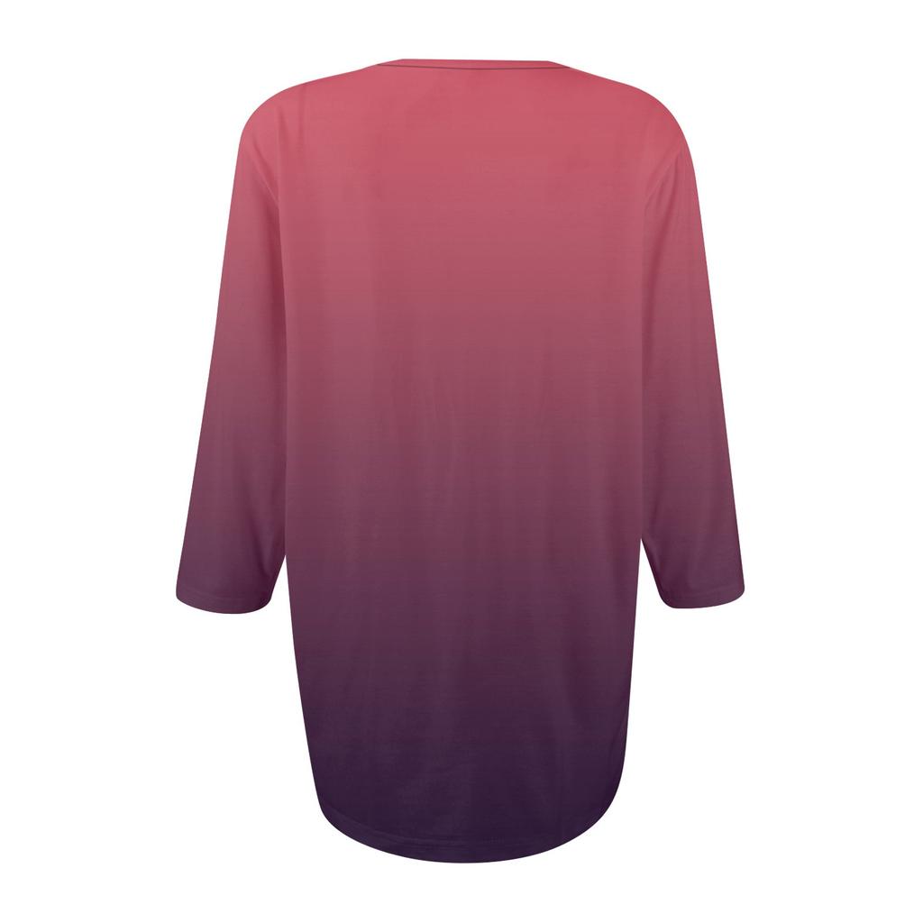 Женские топы с V-образным вырезом и рукавом три четверти в полоску, плиссированные, повседневные, летние, модные, рубашки