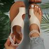 Women's Solid Color Fashionable Sandals Lightweight Soft Sole Flat Shoes and Casual Beach Shoes At The Back