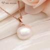 Fashion Round Rectangle Simulated-pearl Bead Drop Earrings Jewelry Sets For Women Rose Gold Color Necklace