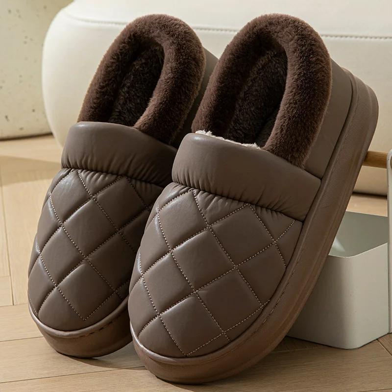 Большие размеры 50 51 мужские зимние теплые тапочки водонепроницаемые большие размеры для дома и спальни повседневная обувь для дома и дома нескользящие толстые подошвы тапочки