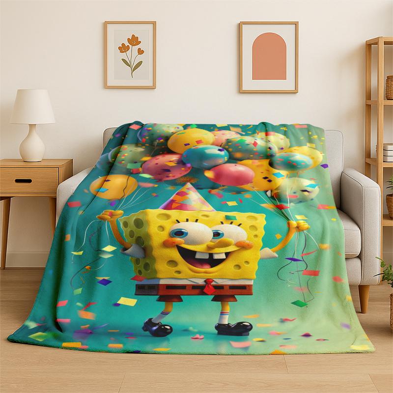 Cartoon SSpongeBob Patrick Star Flannel Blanket Soft Warm Throw Blanket for Bedroom Living Room Bed Travel Camping Picnic Kid