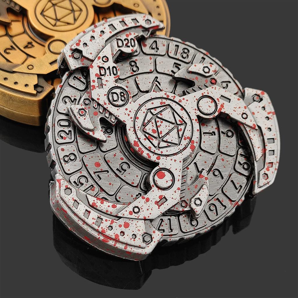 Металлические игральные кости COC Running Dice 7-в-1 Fingertip Gyro Turntable Polyhedron Metal Dice DND Dungeons & Dragons
