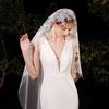 Flower Embroidery Wedding Lace Veil Romantic Flower Lace Head Gauze  Marriage