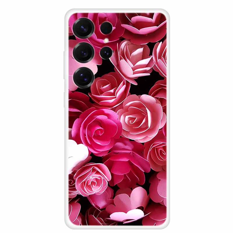 For Samsung Galaxy S26 Ultra Clear Funda Soft TPU Silicone Phone Case S 26 Ultra Cover Transparent Bumper Fashion Flower Lovely