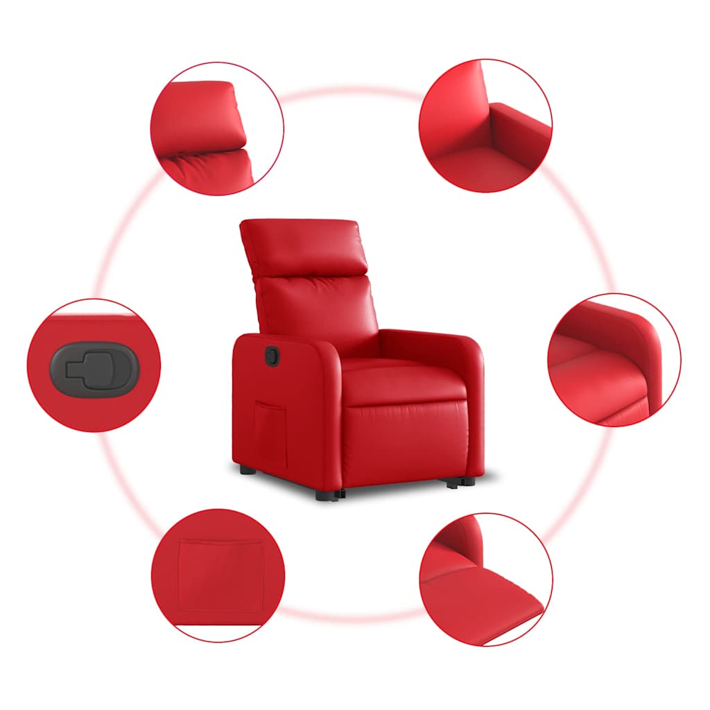 Recliner with Rising Aid Red Faux Leather