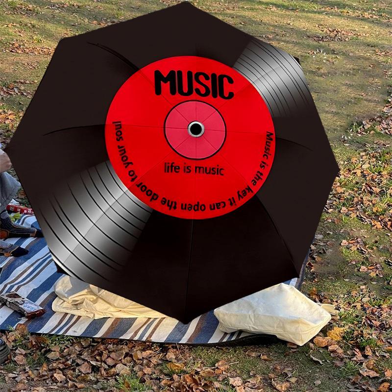 1PC music life Automatic Open/Close Umbrella with Windproof, 8-Rib Sturdy Canopy, Durable Ribs, Fashionable Design,1260a