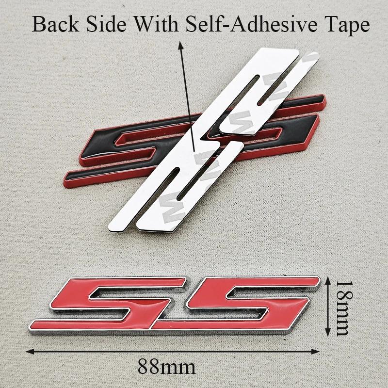 BODCA1 3D Metal Car Styling Red Black Logo SS Sticker Emblem Rear Trunk Badge For Chevrolet Camaro Chevelle Impala Malibu Accessories