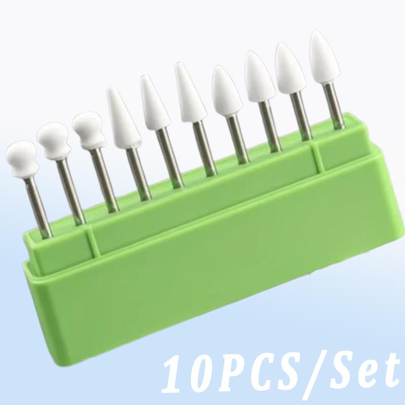 10Pcs Dental Flame Cone Round White Stone Polisher Burs for Polishing Filling Composite Dental Tools