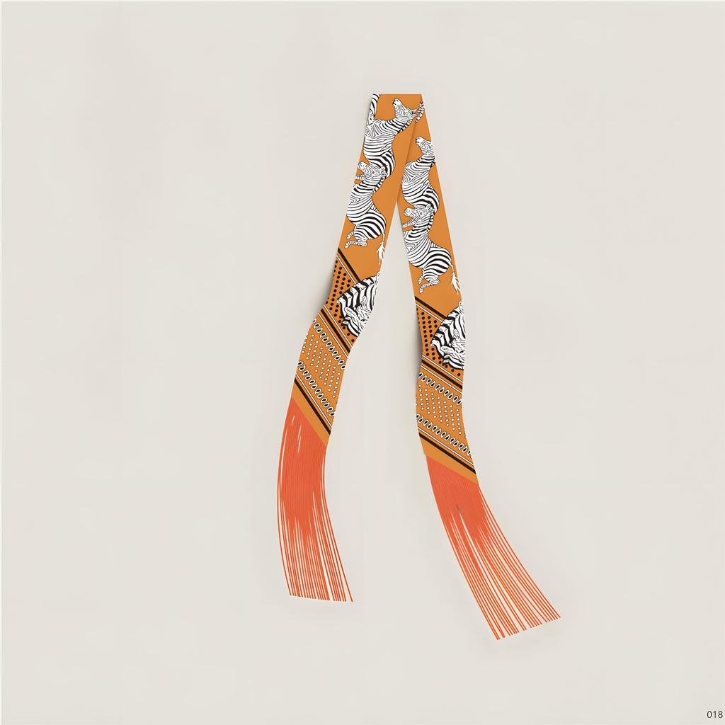 New Korean version of tassel small scarf female imitation silk twill silk silk scarf long silk scarf fashionable versatile streamer headscarf
