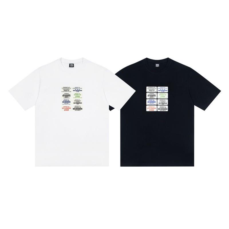 Stussy Черная 8 Классическая Водяной Знак Буквенный Принт 2025 Унисекс Уличная Одежда Свободный Крой Хлопковая Футболка
