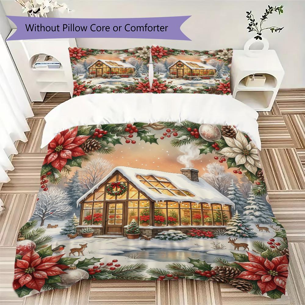 Vintage Truck Scene Pattern Bedding uilt Set uilt Cover Pillowcase Home Decoration Birthday Gift (1 * duvet cover + 2 * pillowcase without core)_XIA