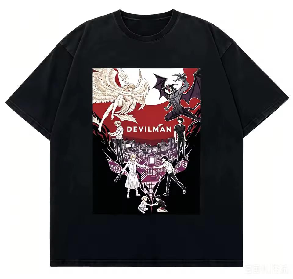 2026 Devilman Crybaby Акира и Рё Винтажная стираная футболка с принтом аниме Оверсайз хлопковая футболка с коротким рукавом для мужчин женщин фанатов