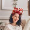 Обруч для волос с блестками для косплея 2025, декор в виде цифр, новогодняя повязка на голову, высокоэластичная дизайнерская повязка для волос, украшение для рождественской вечеринки