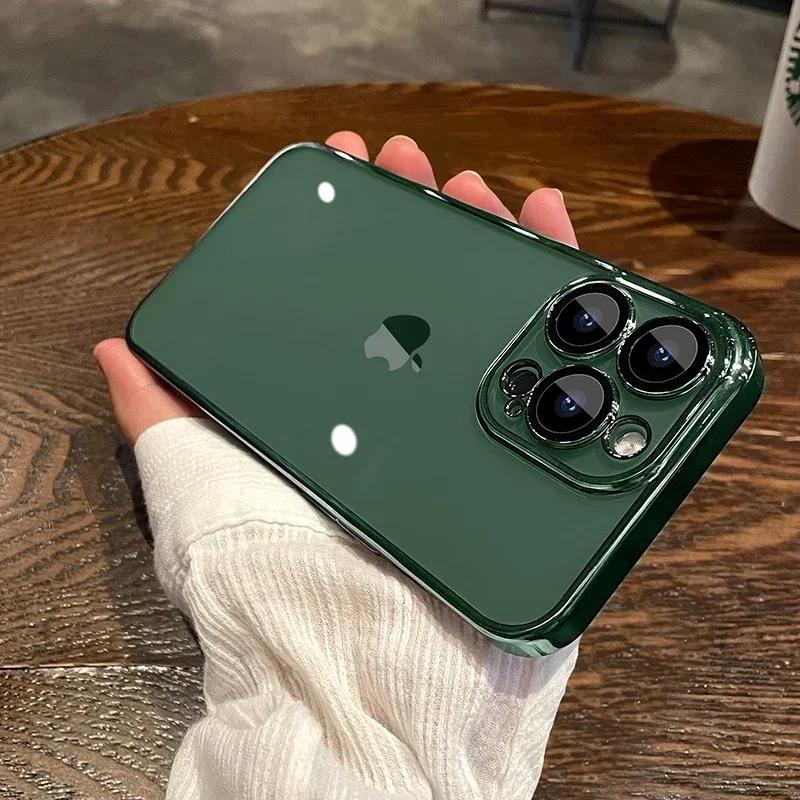 Plating Clear Phone Case For For Iphone 17 Air 16 16e 1 14 13 11 12 Pro Max Plus13 Mini Full Lens Glass Protector Silicone Cover