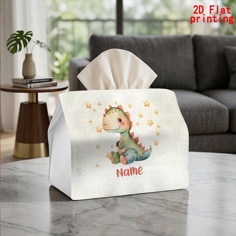 2D Flat 1pc, Tissue Box. Cute Dinosaur Star Pattern Napkin Dispenser, Reusable, Daily Desktop Tissue Organizer, Suitable for Kitchen Living Room Bedro