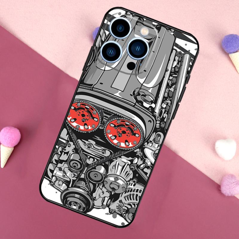 Чехол для iPhone JDM Автомобильный двигатель RB26 Для iPhone 16 15 11 13 12 Mini 14 Pro Max XS X XR Plus Мягкая задняя крышка