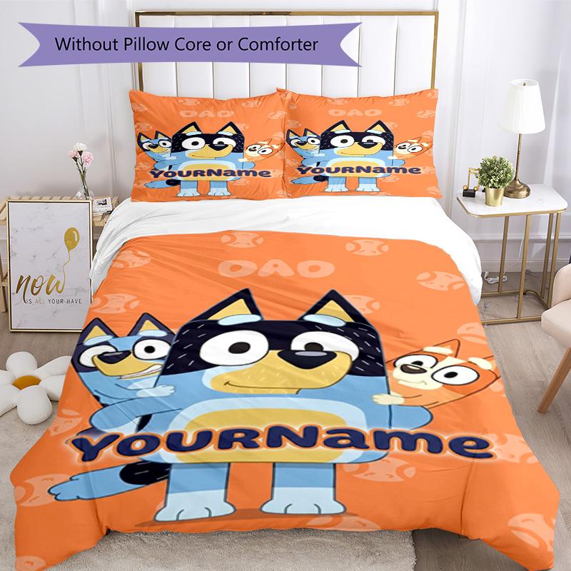 Bluey 72 Customize your name Bedding Set Breathable Duvet Cover with Pillowcases Home Decoration Birthday Gift