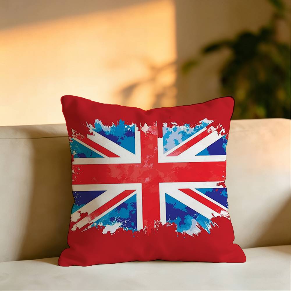 British Artistic Flag Square DoubleSided printed Pillow Case Bedroom Bedside Pillow Sofa Cushion Cover
