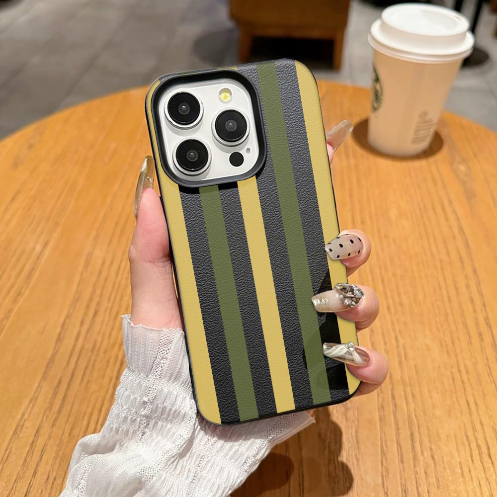 Модный двухцветный полосатый чехол для телефона для Iphone 17 Air 16 16e 15 14 11 13 12 Pro Max Эстетичный ударопрочный кожаный винтажный чехол