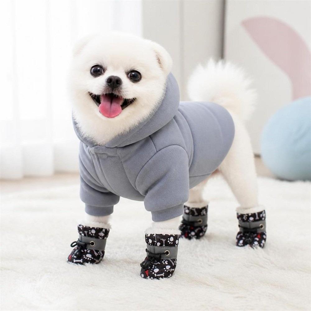 4Pcs Anti-slip Pet Shoes Warm Pet Snow Boots Fashion Winter Dog Shoes Cat