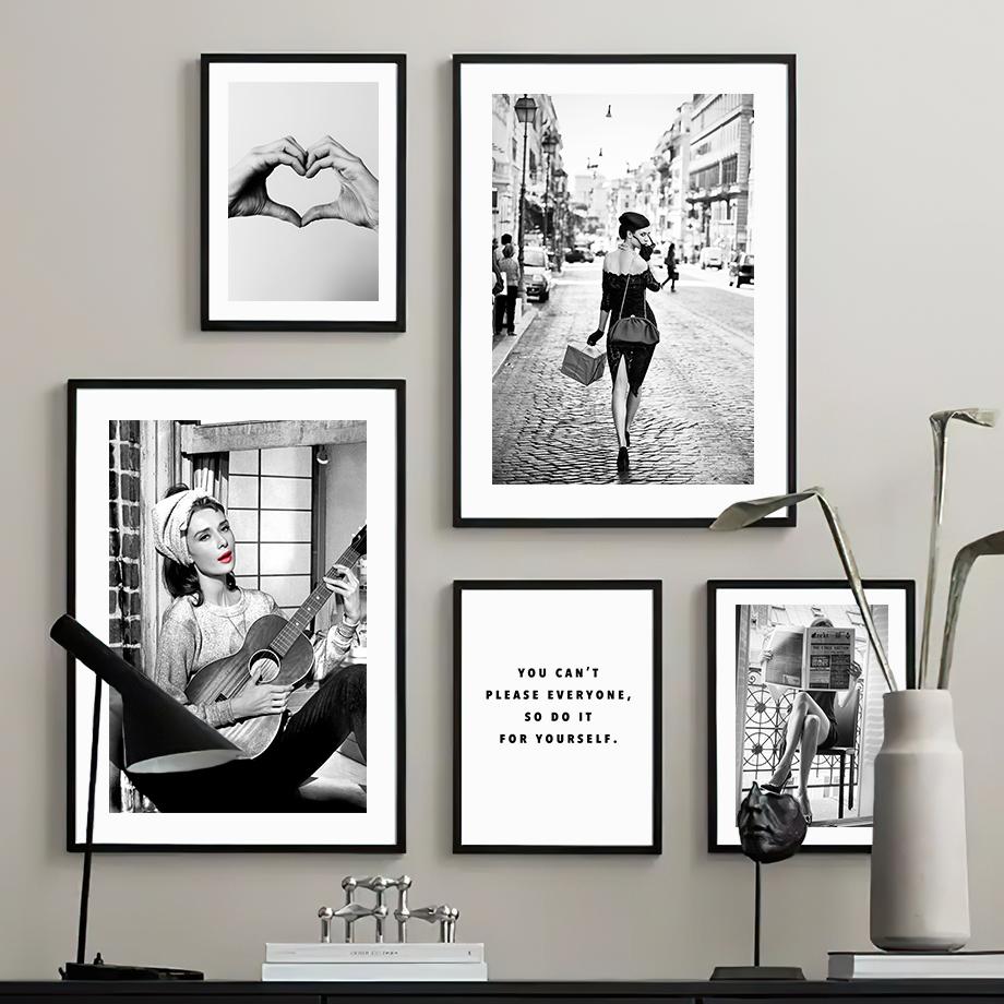 Wall Art Canvas Painting New York Fashion Girl Movie Actor Black White Vintage Posters And Prints Wall Picture Living Room Decor