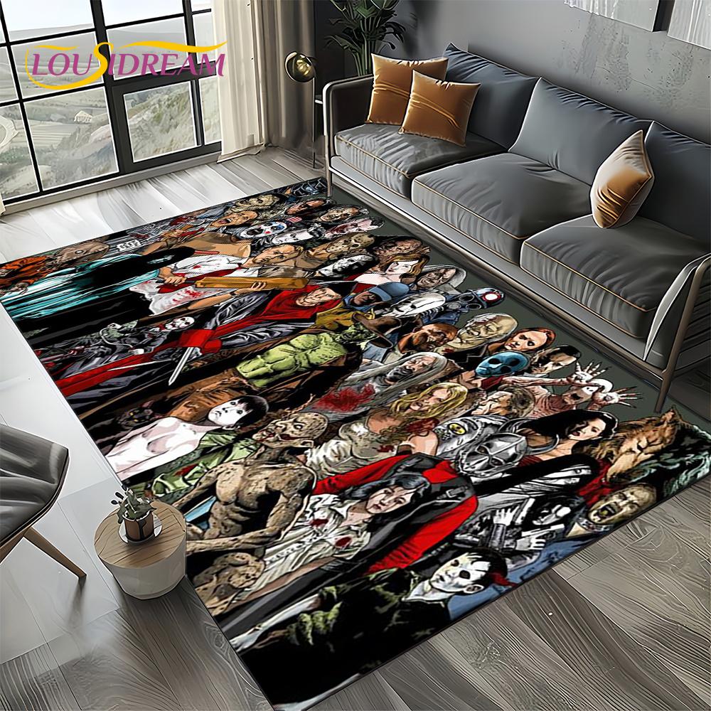 Ковер Коврик Персонаж Фильма Ужасов Чаки Пеннивайз Хэллоуин Пила для Гостиной Спальни Дома Украшение Дивана, Нескользящий Напольный Коврик