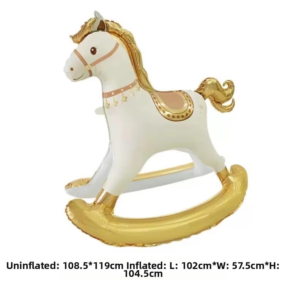 Korean Style Rocking Horse Balloon Rocking Horse Foil Horse Balloon 3D Horse Balloon  Baby Birthday