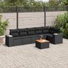 7 piece Garden Sofa Set with Cushions Black Poly Rattan