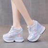 Fashion Spring Breathable Mesh Sneakers Hidden Increasing Sport Shoes 2024 Woman Wedge Casual Chunky Shoes High Platform Shoes 10.5CM