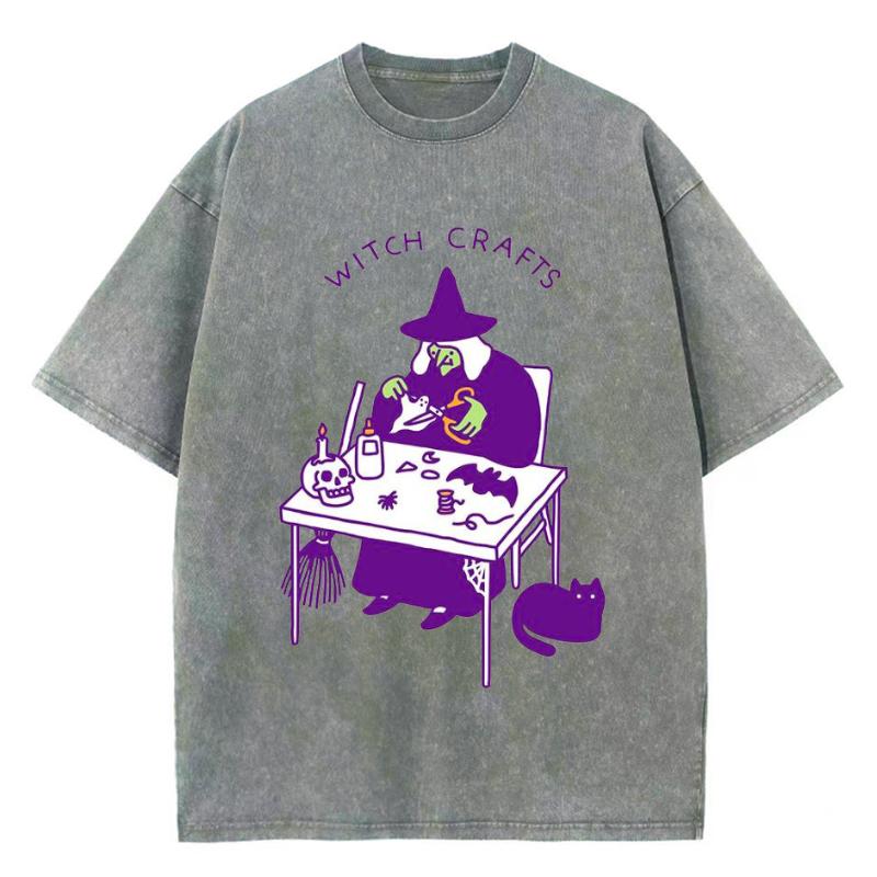 WITCH CRAFTS принтованная женская футболка повседневный стиль парный топ высокое качество имитация денима круглый вырез летний