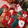 Autumn and Winter Christmas Socks for Women: Non-shedding Coral Fleece Socks, Thickened Warm Cartoon Half-fleece Mid-calf Socks, Floor Socks