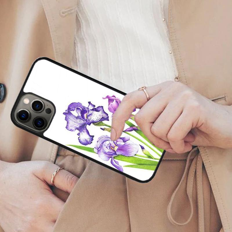 Iris Flower Floral Watercolor Magnetic Phone Case For APPLE iPhone 17 Air 16 14 13 12 Pro Max 15 Plus Wireless MagSafe Cover