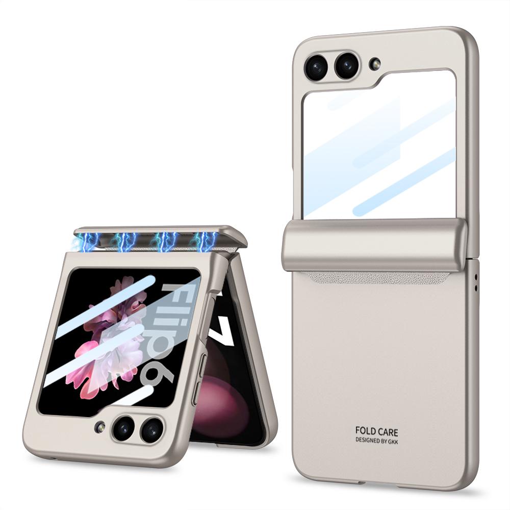 Для Samsung Galaxy Z Flip 7 6 5 4 Flip7FE 5G Магнитная защита шарнира Чехол для телефона Стекло для внешнего экрана Матовый Ударопрочный Жесткий чехол