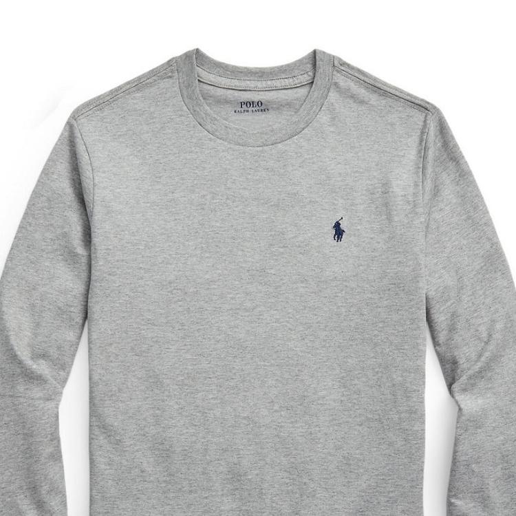 Вышитый логотип Polo Ralph Lauren, однотонный свитер с круглым вырезом и длинными рукавами, детский свитер, серый 323854677-069