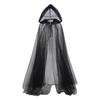 Хэллоуин косплей плащ призрак сетки с капюшоном на шнурке плиссированные длиной до пола готические средневековые накидки костюмы карнавальное пальто