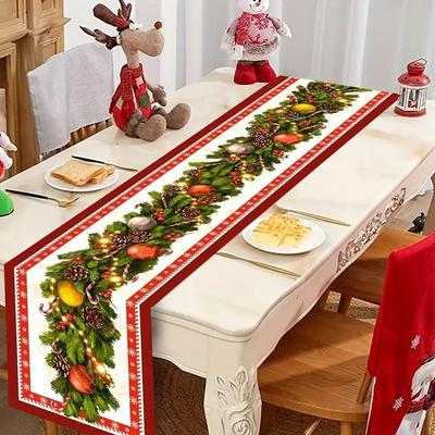 Рождественская скатерть, Праздничный принт, Украшение для вечеринки, Праздничное украшение, Подставка под тарелку, Флаг