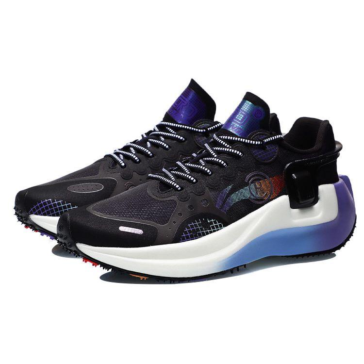 Li Ning Youxia Comfortable Shock Absorption Non-Slip Wear-Resistant Low-Top Running Shoes Men Running Shoes Black Purple ARHR041-5