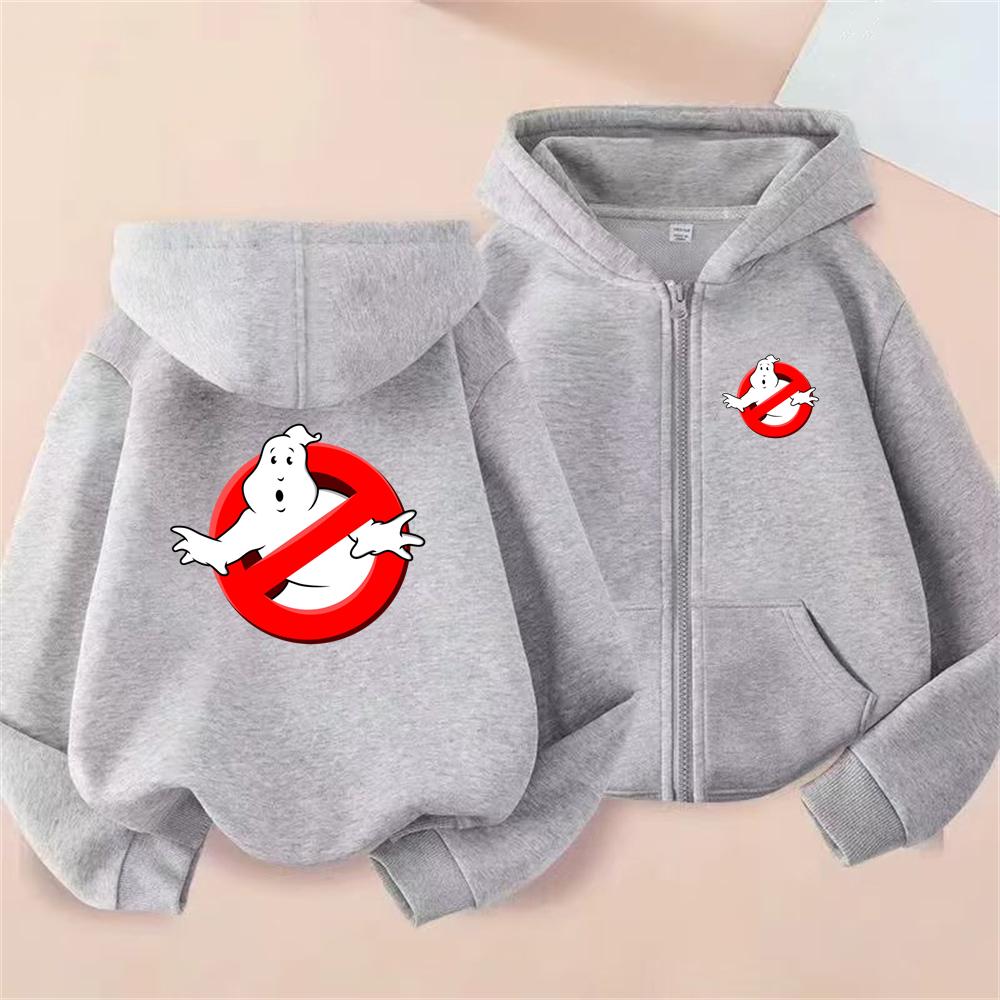 3-12 Years Kids Coat Boys Girls Hoodie Zipper Tops Black Casual Sweatshirt Ghostbusters Autumn Clothes