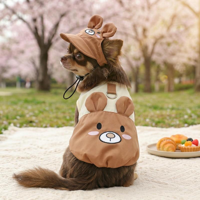 Pet Dog Cat Cartoon Bloomer Vest Sun Hat Set Small Medium Large Breeds