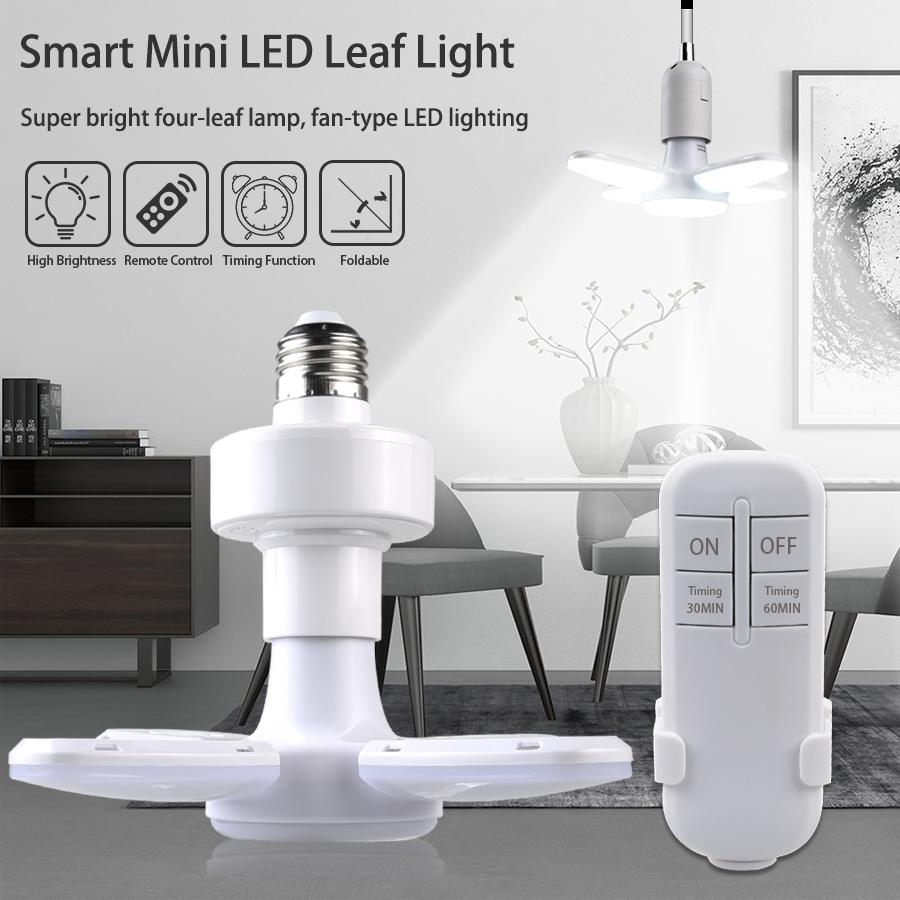 LED Fan Light Bulb E27 220V 28W Smart Remote Control Lighting Lamp Timing Function For Living Room Bedroom Garage