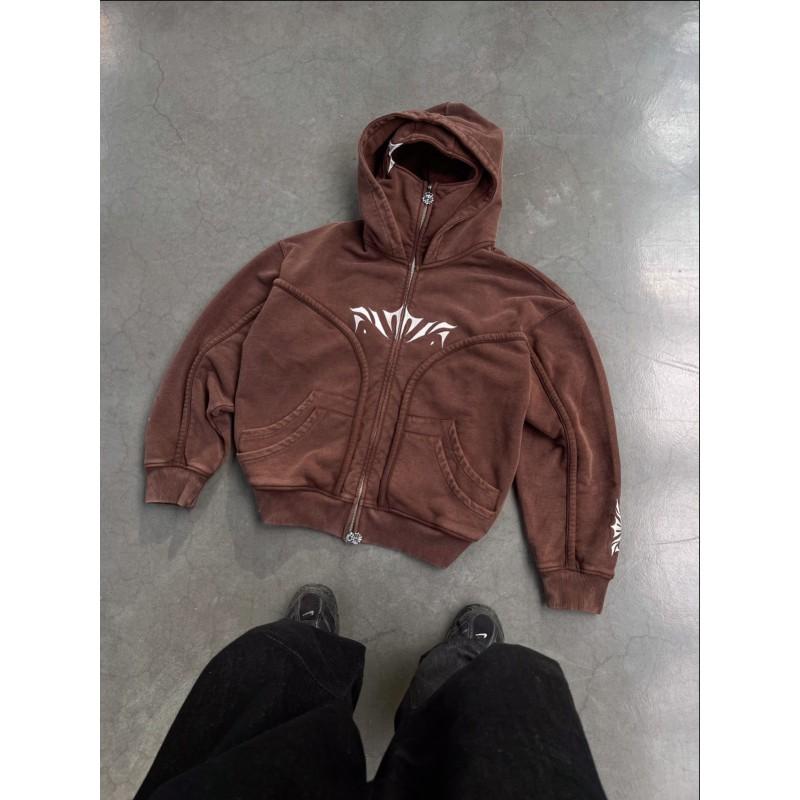 Unisex Oversized Hooded Sweatshirt Streetwear Loose Fit Geometric Print Long Sleeve Pullover Winter