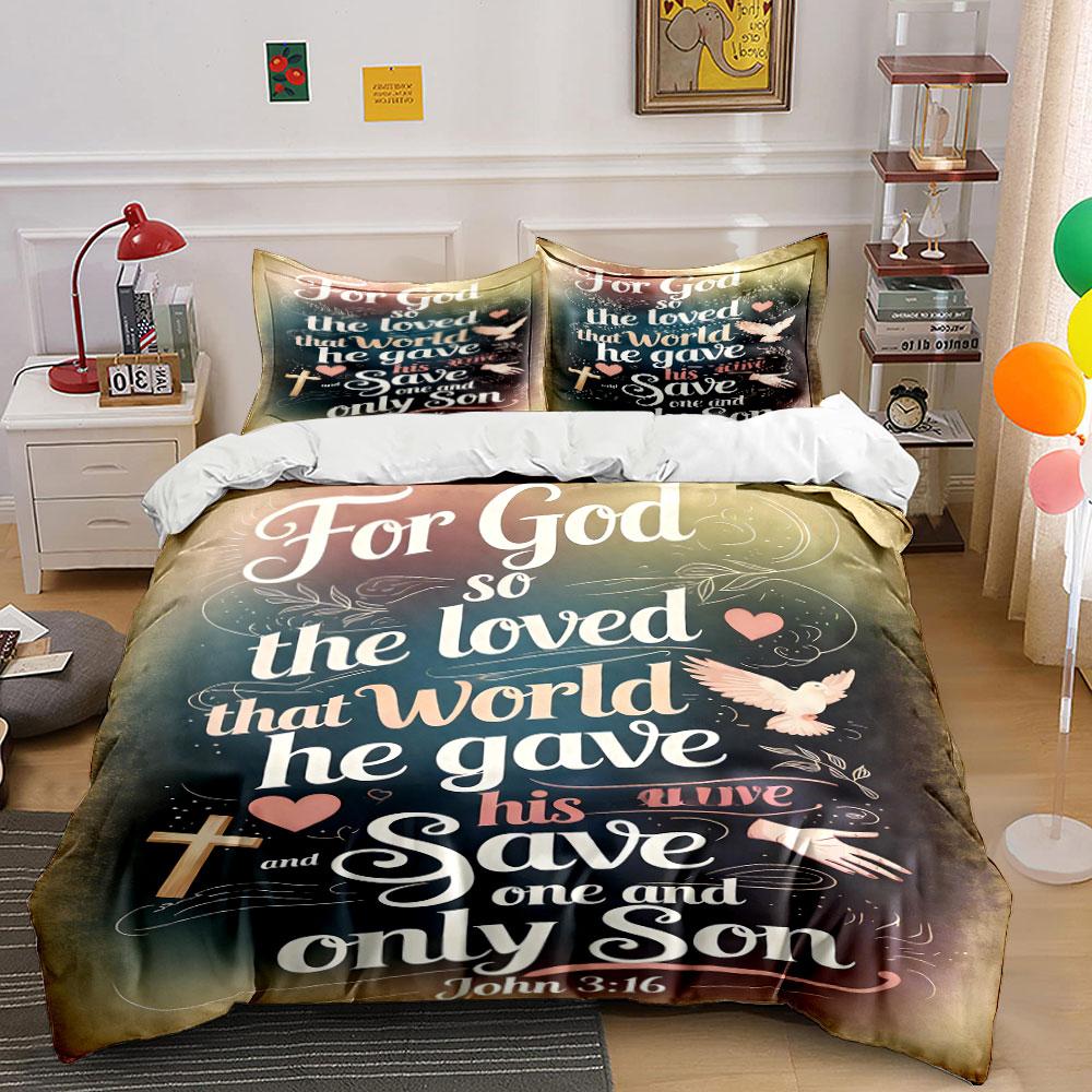 Text, dove, cross, hearts. Bedding sets Duvet cover sets Duvet covers Pillowcases(1 * Duvet Cover 2 * Pillowcases, without duvet insert)