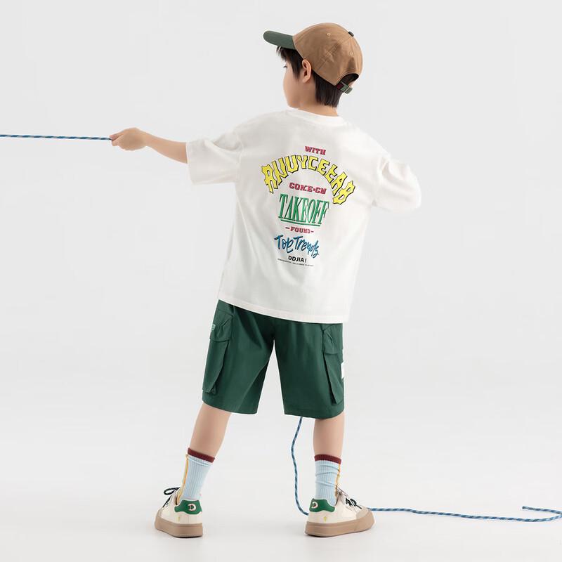 Duoduojia Boys' Retro Letter Print Cooling Short Sleeve T-Shirt