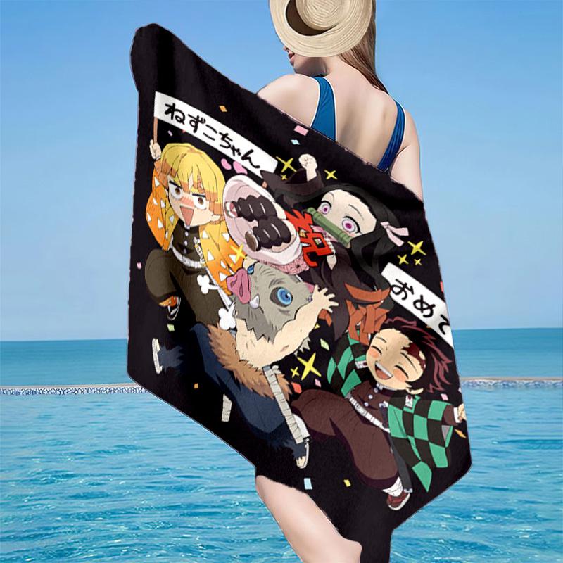 1PC Powerful Demon Anime Beach Towel - Soft, Absorbent Microfiber, Lightweight, Ideal for The Beach, Parties, Travel, Camping fan gifts