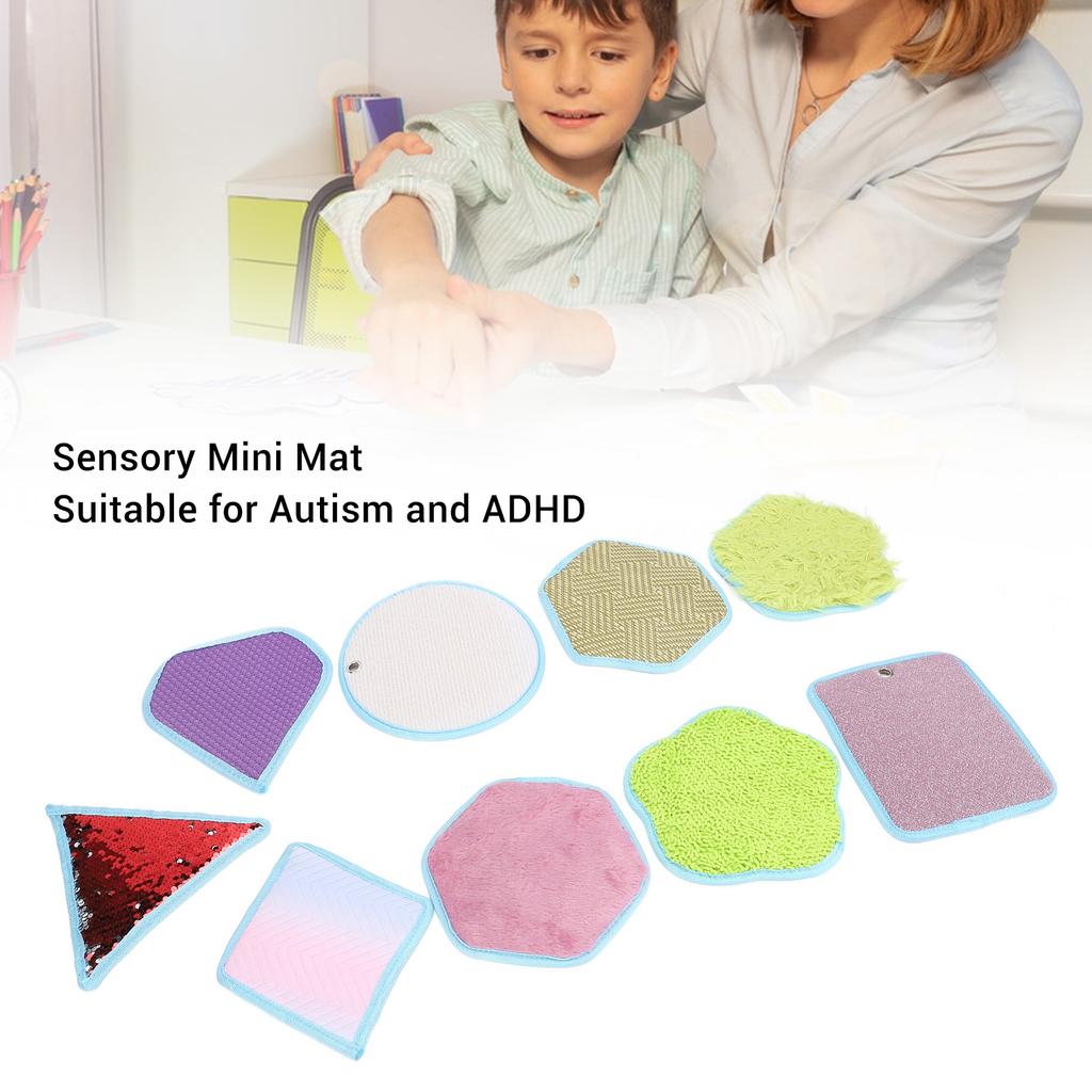 9pcs Sensory Mini Mat Educational Tactile Sensory Toy Textured Activity Game Assorted Sensory Tiles for Autism ADHD