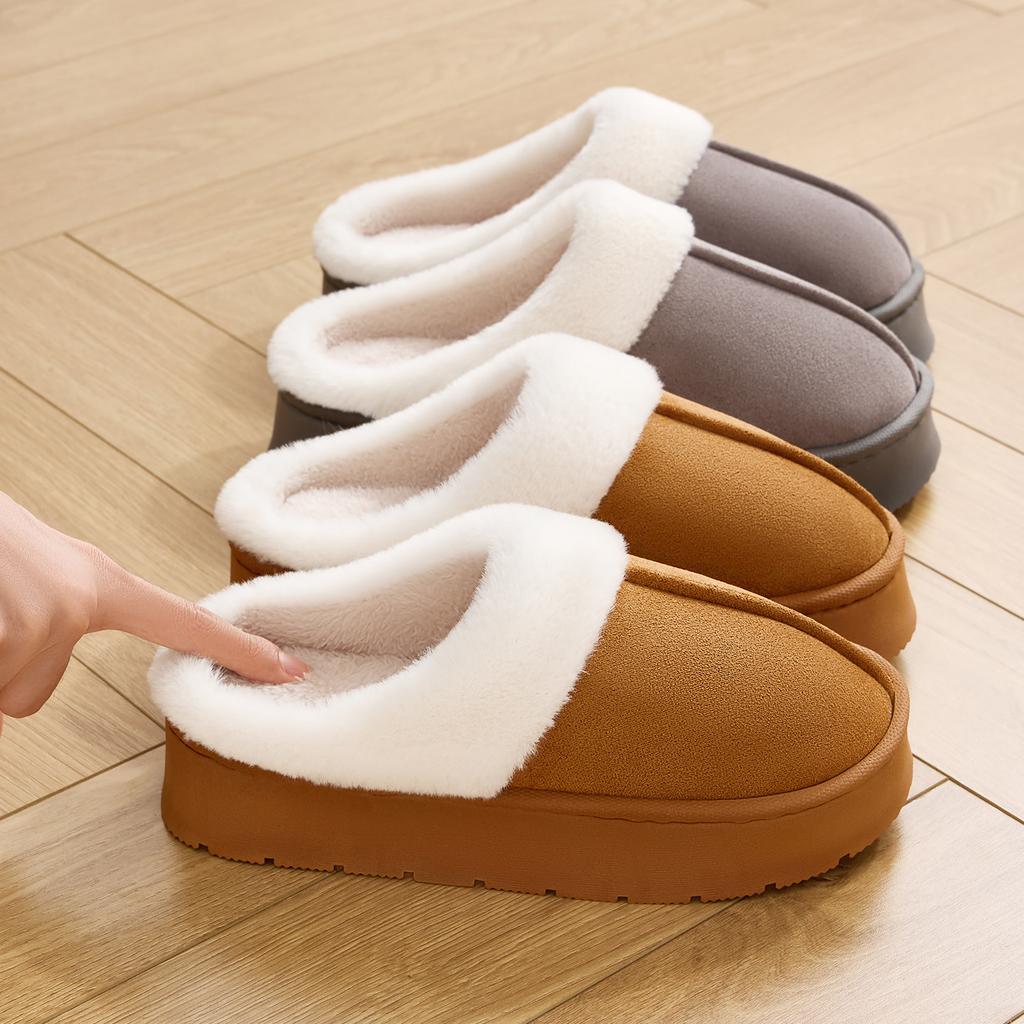 Platform Women Home Slippers Plush Warm Thick Bottom Slides Breathable Soft Non-slip Slippers Indoor Outdoor Men Casual Slippers