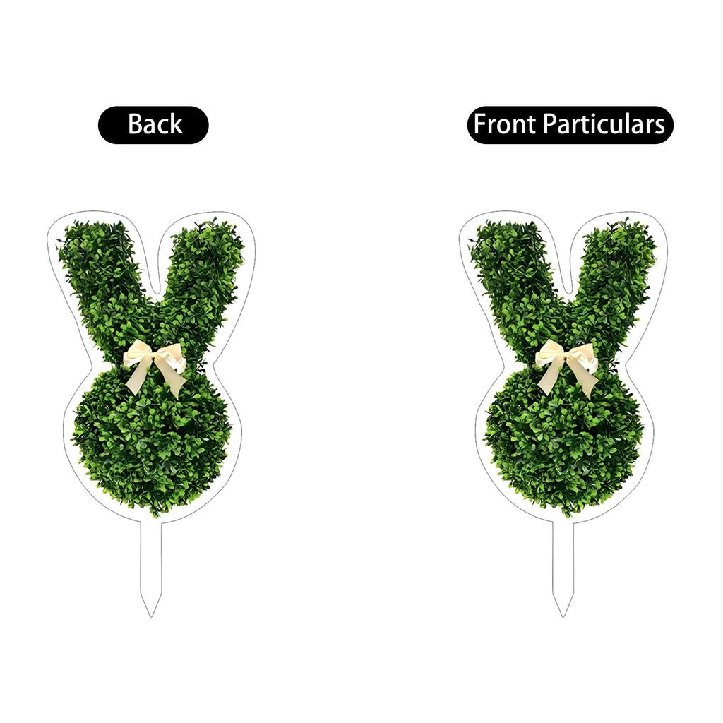 2D Rabbit- Shape Plants, Artificial Green Plants, Suitable For Easter Porch Decoration Outdoor Indoor
